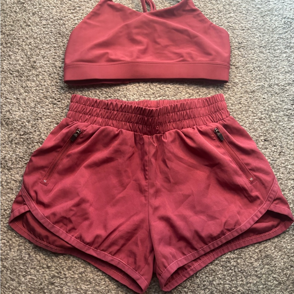 Ohh lala SZ CL -Dusty Rose Athletic Set - Crop Top & Shorts